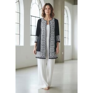 Kobi‎ Halperin Embroidered Topper Coat Black Size XS Boho Luxury $798 Retail